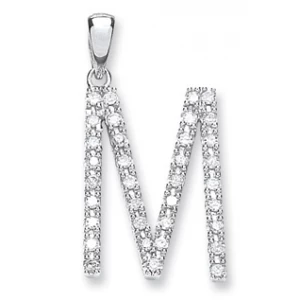9ct White Gold 0.30ct Diamond M Initial